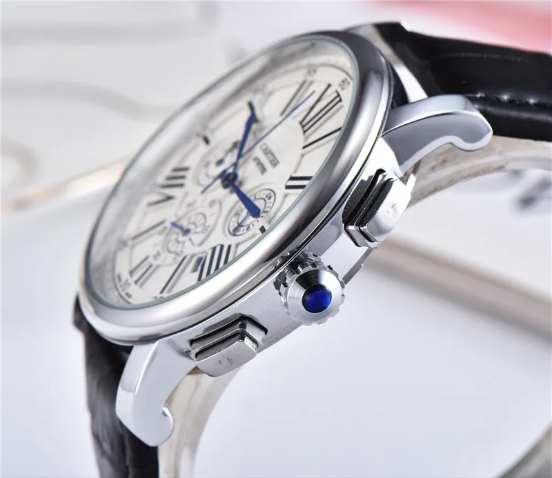 Высококачественные мужские деловые часы 007 уникальные подарки для мужчин лучший бренд класса люкс Reloj Hombre AAA кожаные Наручные часы кварцевые наручные часы
