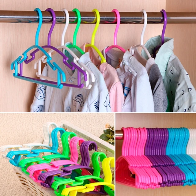 10 Pack Children's Hanger Plastic Tubular Kids Hangers Non Slip Clothes  Hanger Multicolour For Kids Babies
