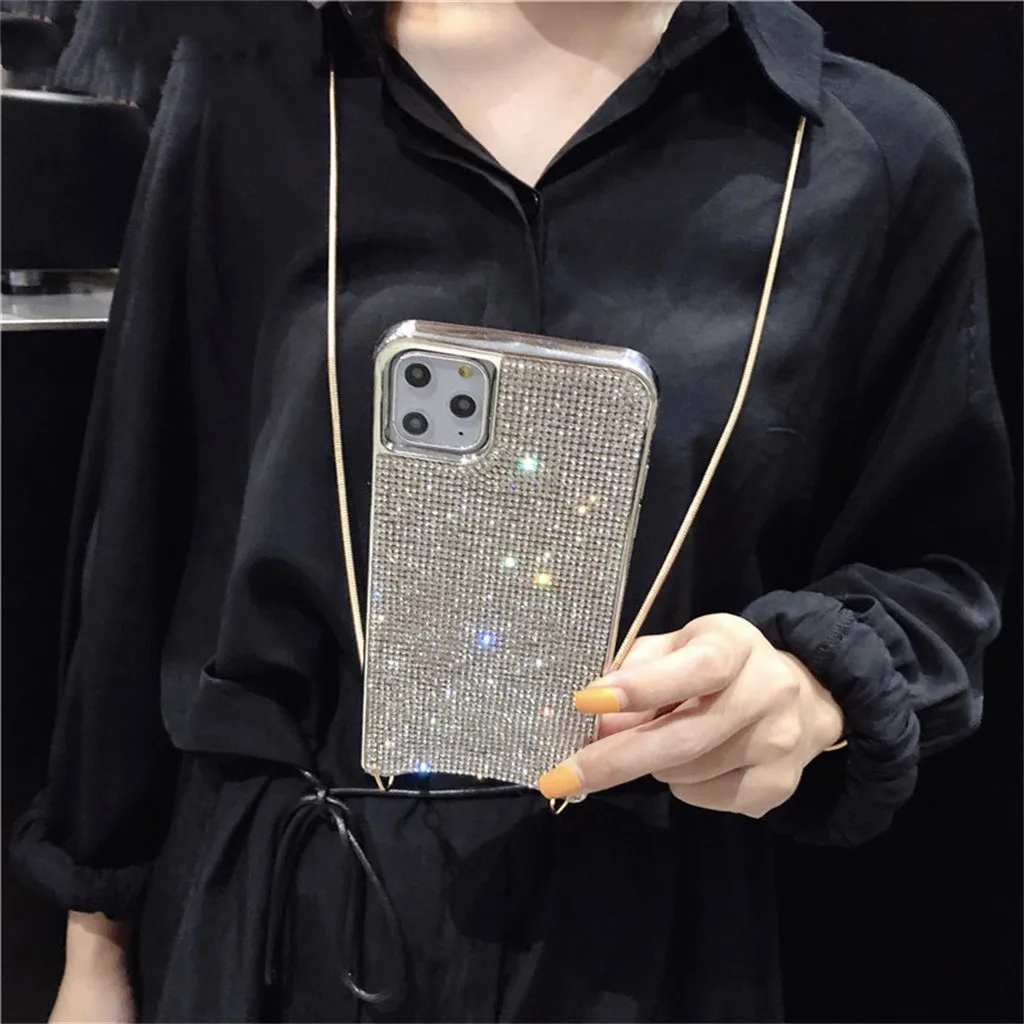 Чехол, защитный чехол, упаковка для IPhone 11 MAX/11Pro/11, чехол для телефона, роскошный длинный ремешок с цепочкой через плечо, Блестящий Футляр