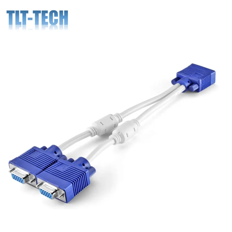 

VGA Splitter Cable (1 Feet 0.3 Meters) 1 Male to 2 Female 15 Pin VGA Monitor Adapter Y Cable Cord Screen Duplication