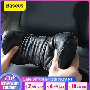 Универсальная автомобильная подушка Baseus 3D из пены с эффектом памяти, теплая Автомобильная подушка для шеи из искусственной кожи, Подушка на подголовник автомобильного сиденья, подголовник, автомобильные аксессуары - изображение