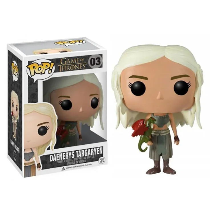 Arya stark Funko pop игра ThronesJon Snow daeneris Targaryen Drogon модель Фигурка Коллекционная модель игрушки для подарка аниме фигурка - Цвет: 03 with box