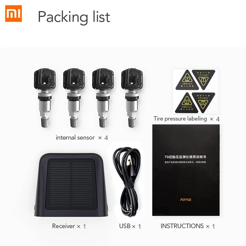 Xiaomi 70mai TPMS Тестер давления в шинах монитор солнечной энергии двойной usb Зарядка 4 Встроенная система датчиков сигнализации с автомобильным манометром Sens