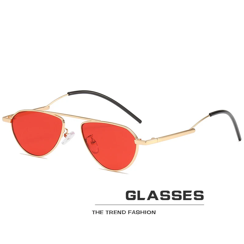 red sunglasses Брендовые винтажные овальные женские солнцезащитные очки, женские солнцезащитные очки, Ретро металлическая оправа, солнцезащитные очки с зелеными красными линзами, мужские зеркальные очки UV400 - Цвет линз: red sunglasses