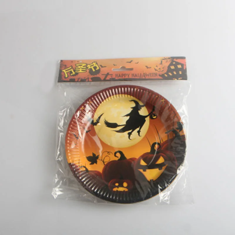 10pcs / Lot 7 Inch Plates Halloween Party Theme Disposable Tableware Set Children Birthday Party Decoration