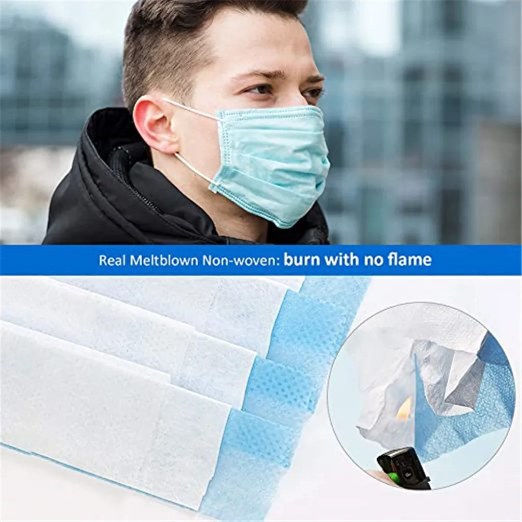 100 Boxes Of Disposable Masks The New Upgraded Blue Breathable Mask Unisex New Fashion Winter Wind And Cold Protection