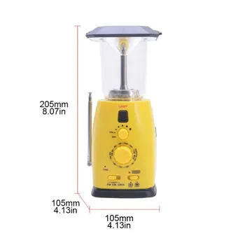 

Multifunction Hand Crank LED Camping Lantern Solar Rechargeable Light with AM/FM Q0KF