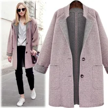 Женское зимнее пальто, новое осеннее и зимнее одноцветное модное шерстяное пальто большого размера, Свободное длинное женское пальто