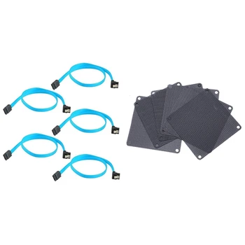 

6Pcs 8Cm PVC PC Case Fan Cooler Filter Case Dustproof Cover & 5Pcs 18 Inch SATA 3.0 Cable SATA3 III 6GB/S
