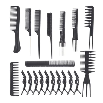 

HOT 10PCS Hair Stylists Professional Styling Comb Set Variety Pack Great for All Hair Types ,with 10 Clips