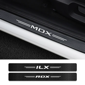 

4PCS Car Door Sill Guard Sticker Anti Scratch Carbon Fiber Scuff Pedal Guards Cover For Acura MDX ILX RDX TLX Auto Accessories