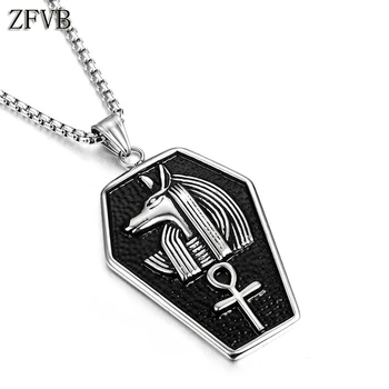 

2019 Mens Steel Anubis Ancient Egypt Egyptian Titanium Renaissance Medieval Religious Vintage Charm Pendant Necklace Jewelry