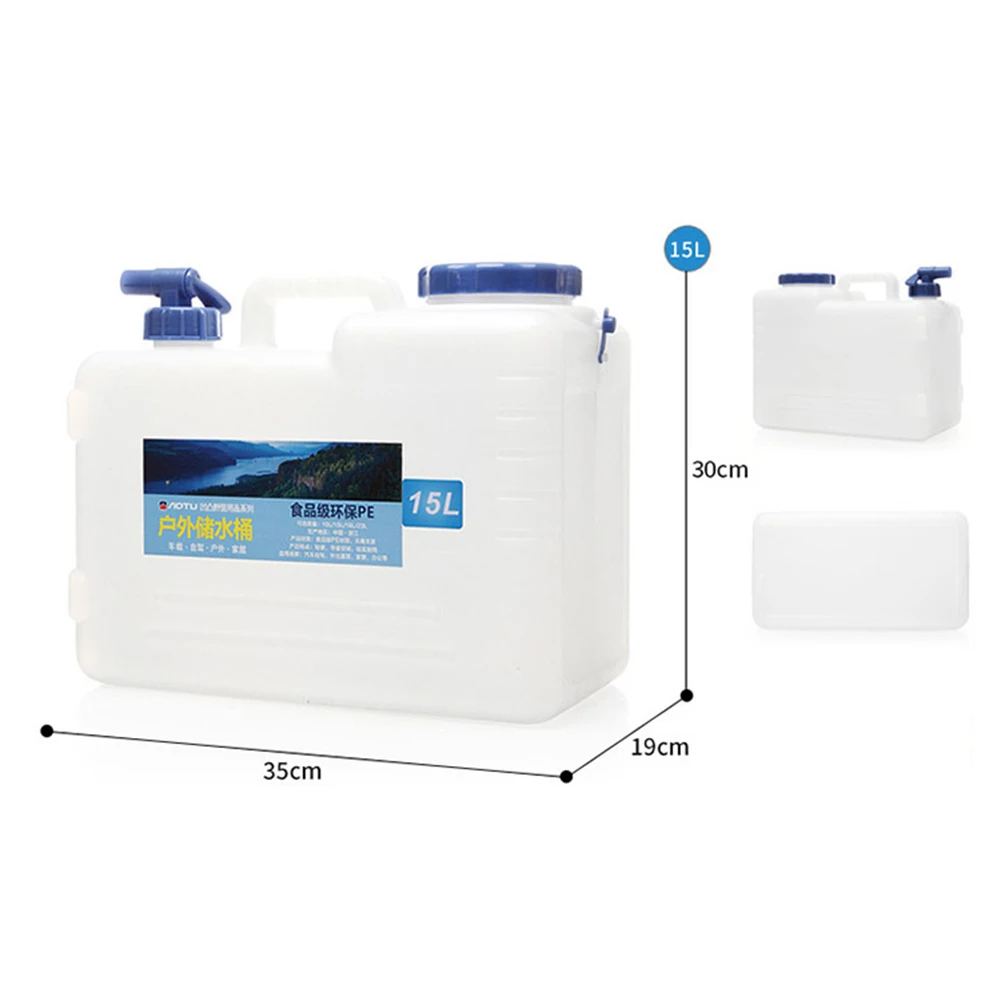 

15L Plastic PE Water Canister Car Storage Container Portable Water Storage Bucket with Faucet for Camping Hiking Picnic New