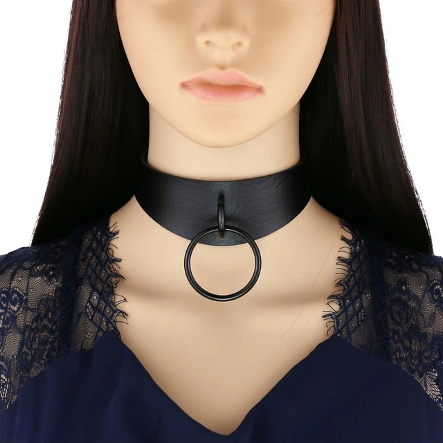 Necklace Woman Choker Black Leather  Gothic Accessories Punk Woman - Woman  Black - Aliexpress