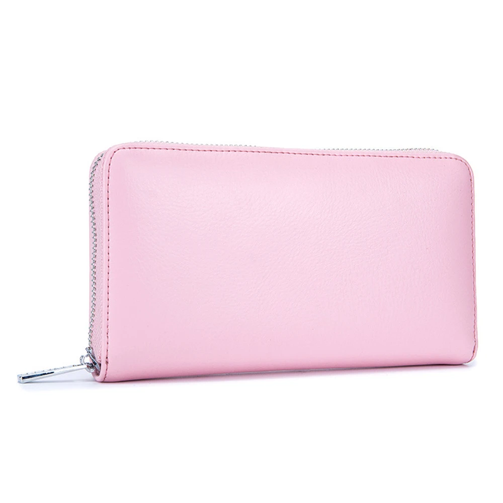 Pink Прочные мужские модные сумки, кожаный бумажник, большой кошелек, кошельки для кредитных карт, антимагнитные 32 карты, мужской кошелек - Цвет: Pink