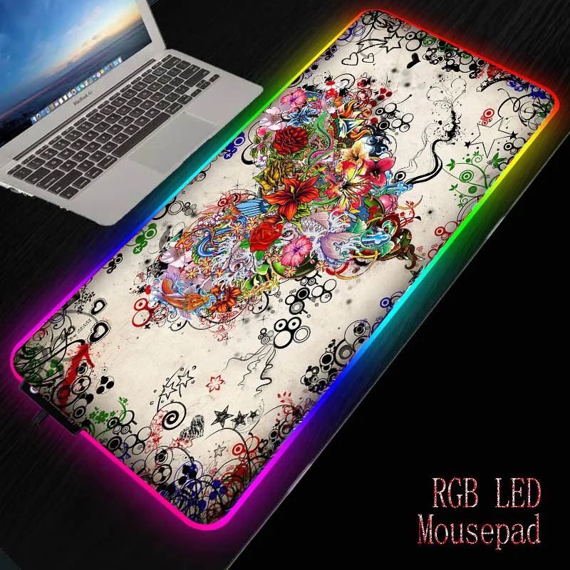XGZ цветок RGB Игровой Компьютер скорость коврик для мыши большой геймер стол Led Mause