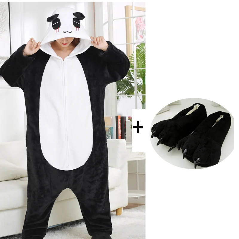 Pijamas de Panda para mujer con cremalleras dobles monos de oso lindo para adultos Pijamas de una pieza de animales para hombres y mujeres disfraz de Cosplay Halloween - AliExpress