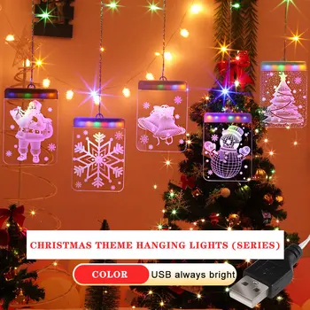 

3D Acrylic String Lights Curtain Fairy Lights USB Powered New Year Christmas Decorations for Home Bedroom Window