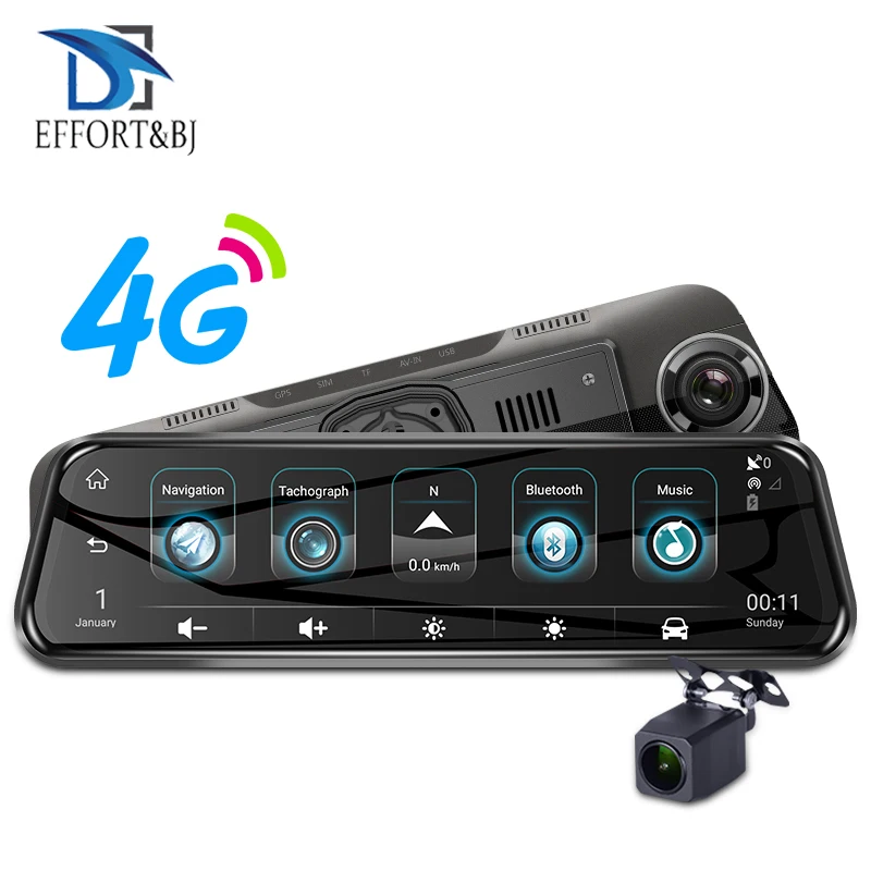 Приборная камера BJ 4G 1080P 10 дюймов зеркало заднего вида с двойным объективом