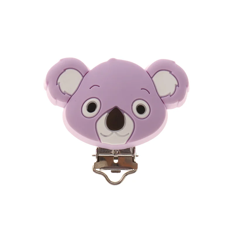 Fkisbox 2pcs Mouse Pacifier Clip Silicone Bead Baby Teether& Plastic Teething Accessories Nipple Clasps Toy DIY Round Koala