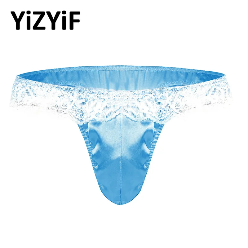 

Gay Swimwear Mens Lingerie Bikini Briefs Underwear Men Bulge Pouch Low Rise Underpants Ruffle Lace Shiny Under Wear Male Panties
