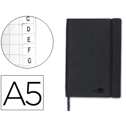 Leaderpaper LB47-Libreta искусственная кожа A5 120 листов 70 г/м2 индекс черный |