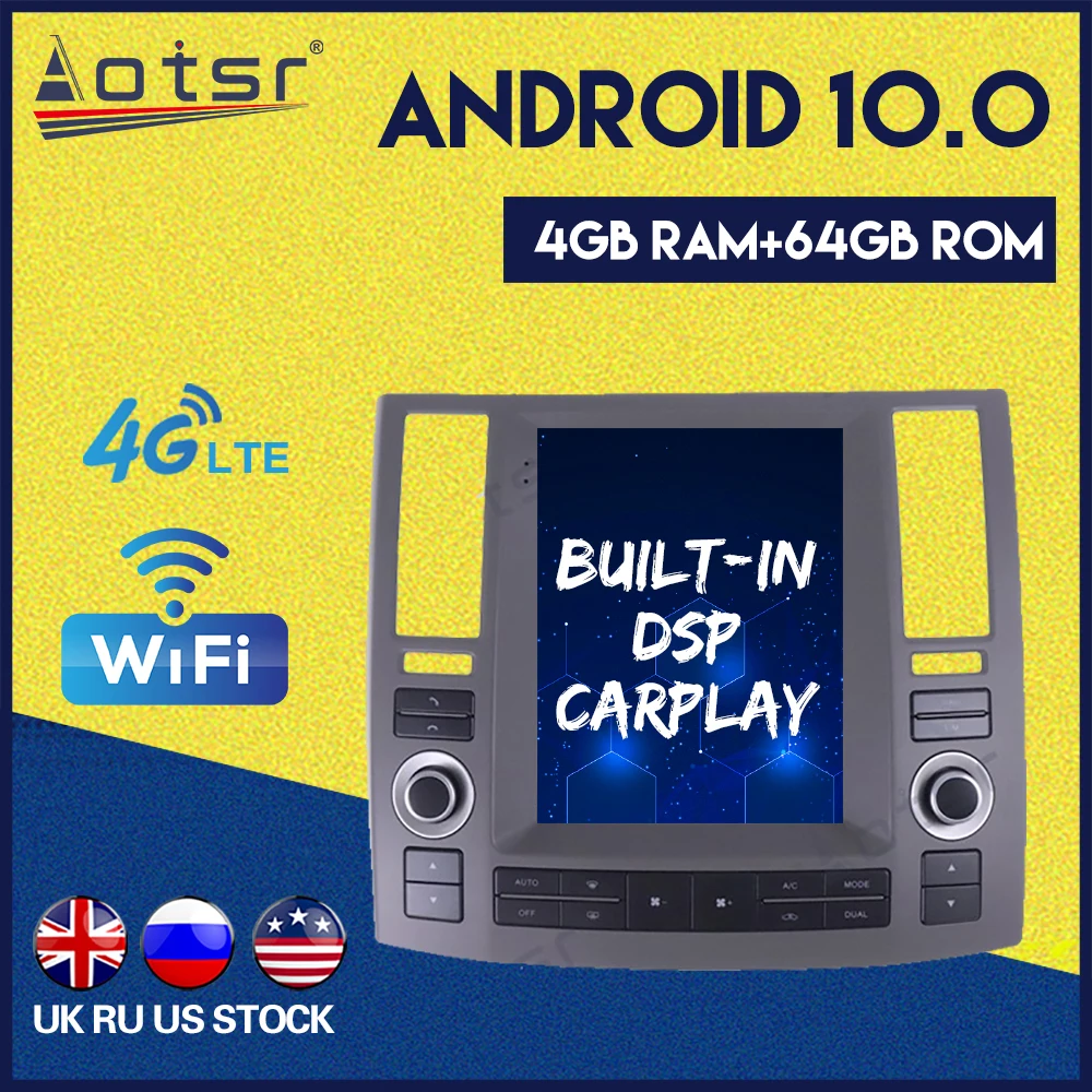 

AOTSR For Infiniti FX35/FX45 2006-2009 Android 10.0 Tesla style Vertical screen 4G LTE WIFI Car GPS Navigation GPS Navi Radio