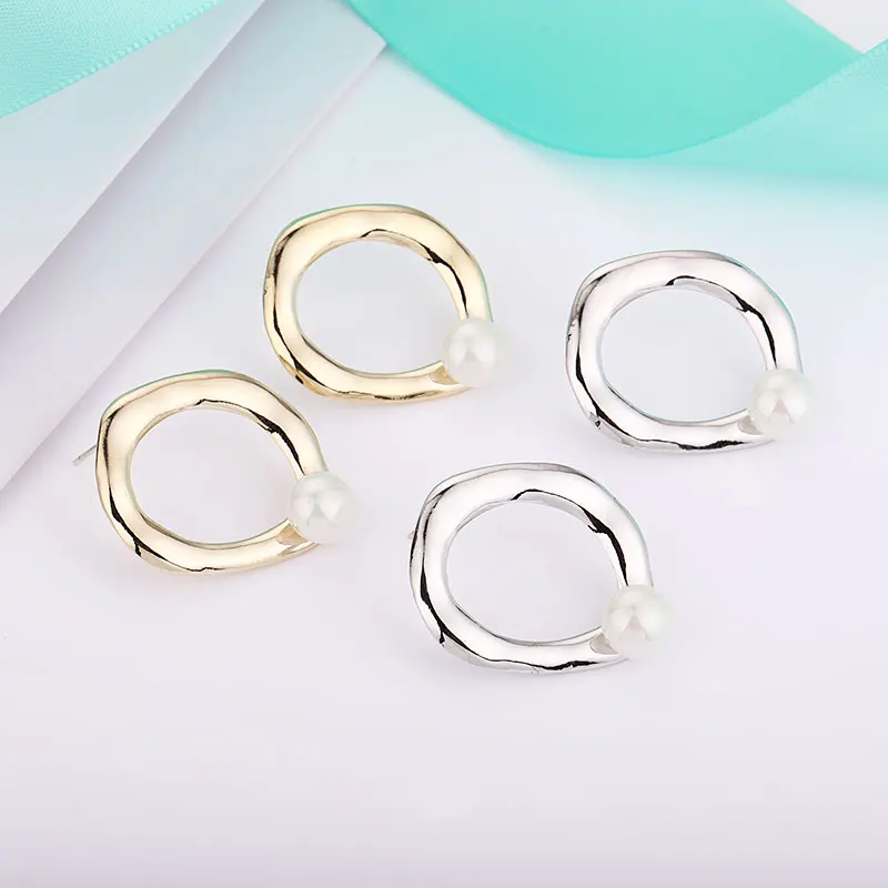 Женские классические серьги гвоздики MAIKALE овальной формы с имитацией жемчуга 8 мм