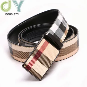 

Luxury Belt Casual Plaid Belt For Men Real Leather Automatic Buckle Belt Classic Fashion Belt