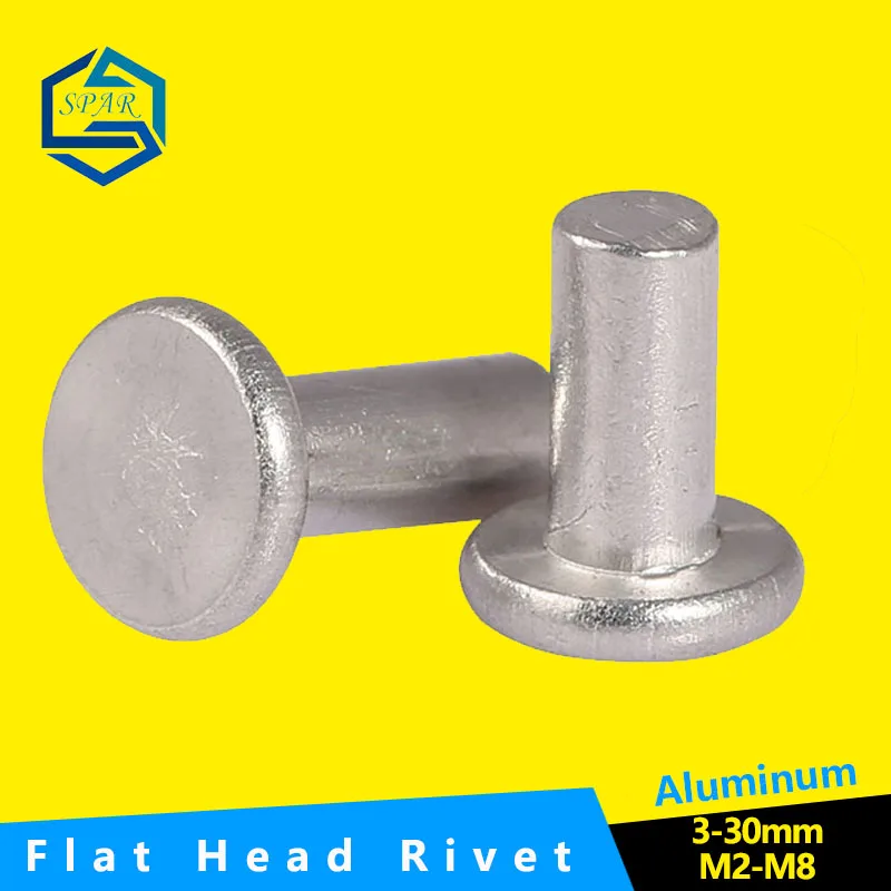 GB109 M2-M8 Aluminium Solid Rivets AL Knock Flat Head
