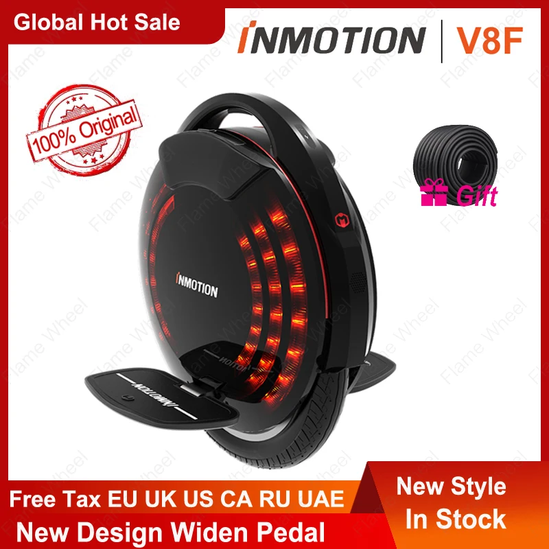 

EU Stock Newest Original INMOTION V8F Одноколесный велосипед, широкая педаль, встроенные подставки, одно колесо, электрическое балансирующее колесо