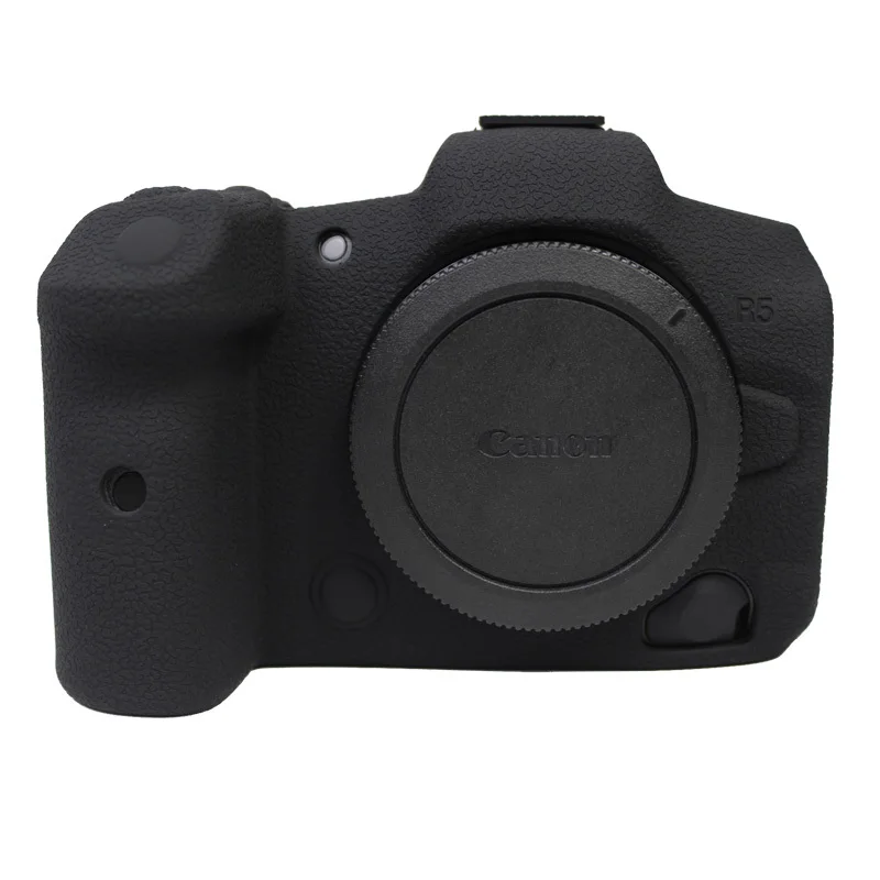 for Canon EOS R5 Camera Cover Silicone Protective Body Case High Grade Litchi Texture For Canon EOS R5 Camera Protector Cover (4)