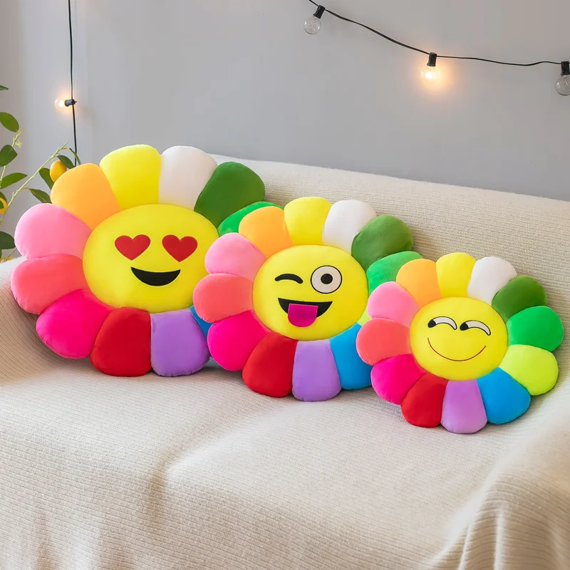 Cute Sunflower Pillow Plush Soft Pillow Seat Cushion Baby Kids Floor Play Mat Chair Cushion Sofa For Home Car Decor Pillow Gifts