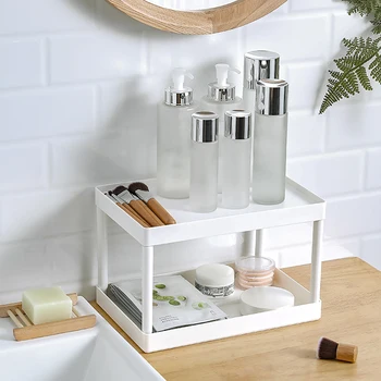 

Multi-layer Cosmetics Storage Rack Office Shelf Desk Organizer Stationary Container Sundries Stand 3/2 Layer