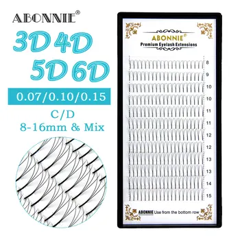 

ABONNIE 3D 4D 5D 6D Long Stem False Lashes Premade Russian Volume Fans Faux Mink Premade Eyelash Extensions Makeup Cilios