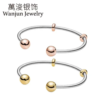

Million Dredging Jewelry 100%925 Silver High Quality Fashion Moments Snake Chain Style Classic Open Bracelet Women's Gift