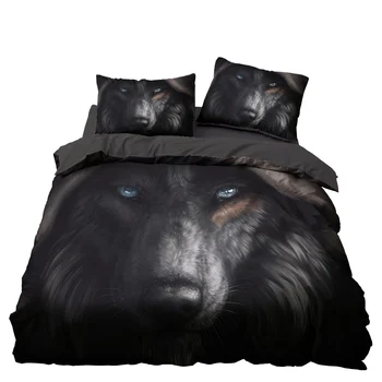 

Biue Eye Wolf Bedding Set Bedroom Decor Doona Quilt Cover Black Background Hypoallergenic 1PC Duvet Cover with Pillowcase