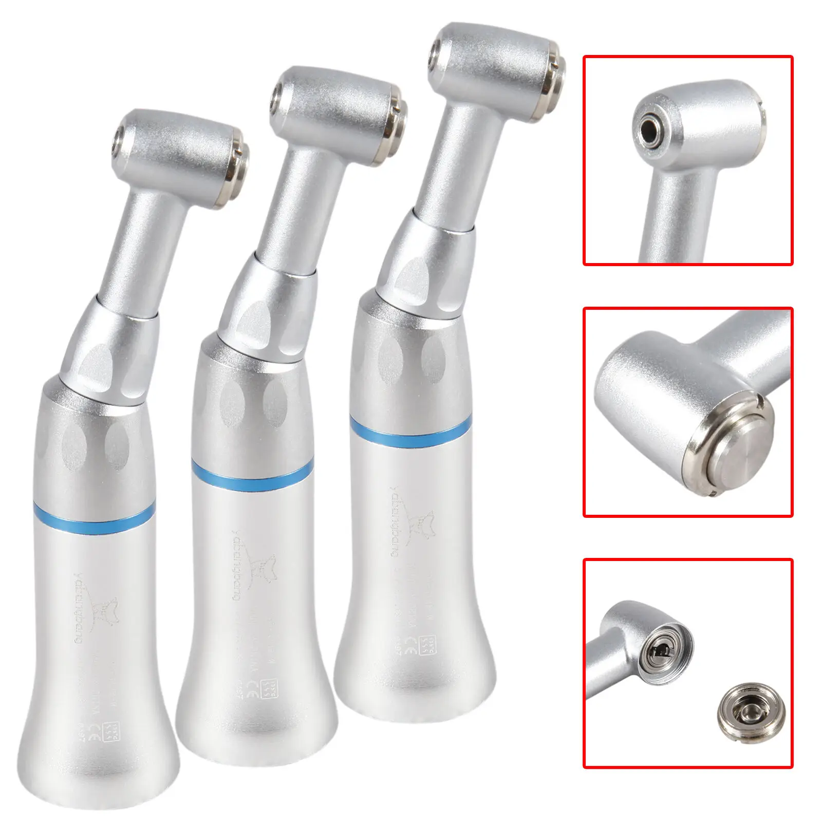 

3PCS NSK Style Dental Slow Low Speed Contra Angle Handpiece Push Button Turbine For E-type motors Fit 2.35mm Burs