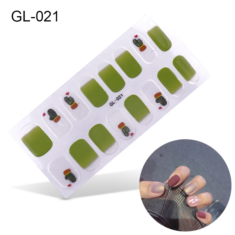 GL-021 Lamemoria 16 стикеров GL полное покрытие Обертывания украшения DIY маникюр слайдер винил для ногтей маникюр самоклеющиеся наклейки - Цвет: GL-021