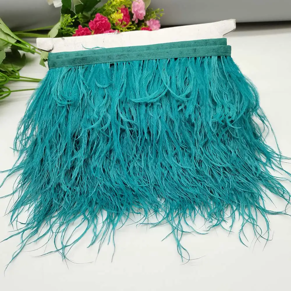 Ostrich Feathers 10Yards Natural Ostrich Feather Ribbon Length 8-10cm Feather Trim Fringe DIY Costumes Sewing Clothing Accessories