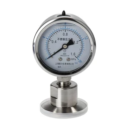 Manometer  Tri Clamp Diaphragm Pressure Gauge SS304 Stainless Steel Body SS316 Diaphragm