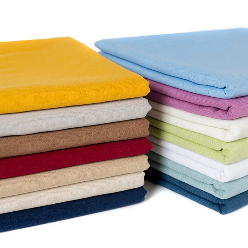 

50x140cm Solid Color Linen Cotton Fabric For Needle Embroidery Patchwork Sewing Textiles Summer Clothes Ramie Fabric