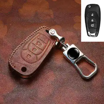 

For Chevrolet Chevy Cruze 2017 Keychains High Quality4 Buttons Flip Remote Protector Cover Genuine Leather Car Key Case