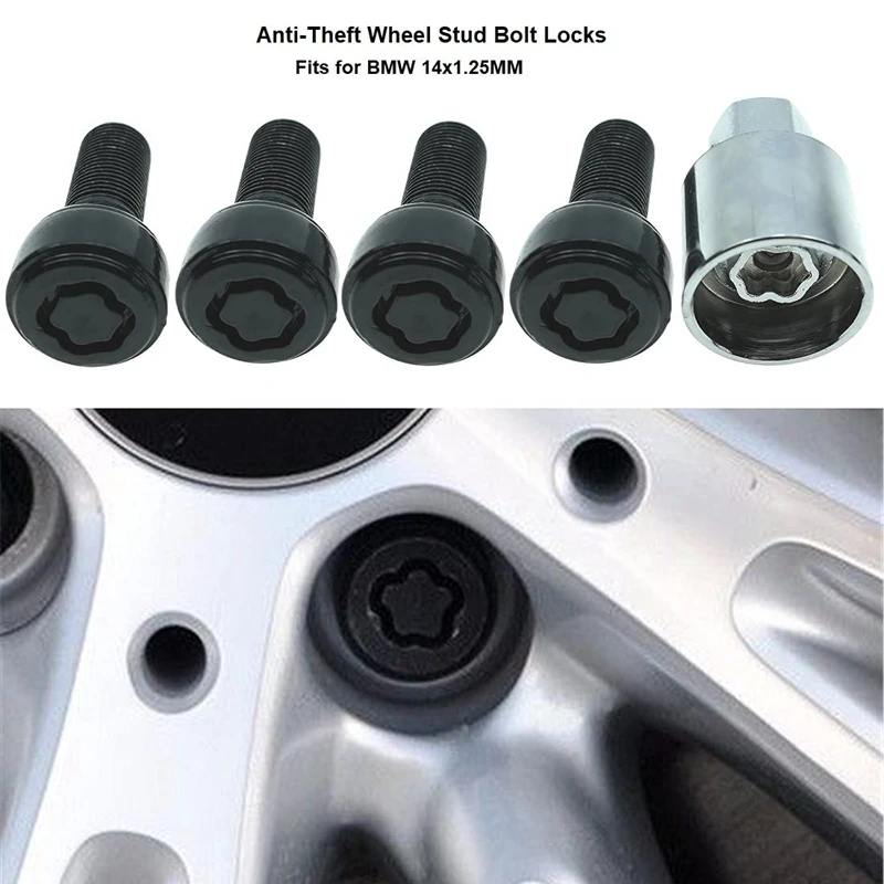 Wheel Locking Hub Anti-Theft Wheel Stud Bolt Locks 14X1.25MM for BMW High Security Type Wheel Lock Set 36136792851
