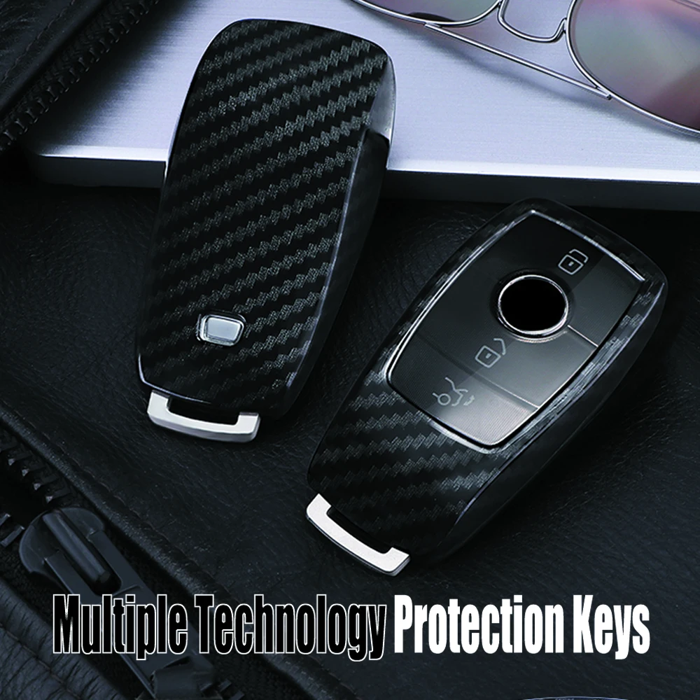 Remote Car key shell case bag smart Carbon fiber ABS For Mercedes Benz E Class E43 E200L E260 E300L E320 E400- Skin