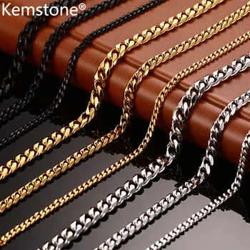 

Kemstone Stainless Steel Chain Gold Black Silver Plated 3MM/5MM/7MM Chain Necklace Cuban Jewelry Gift for Women Men Male