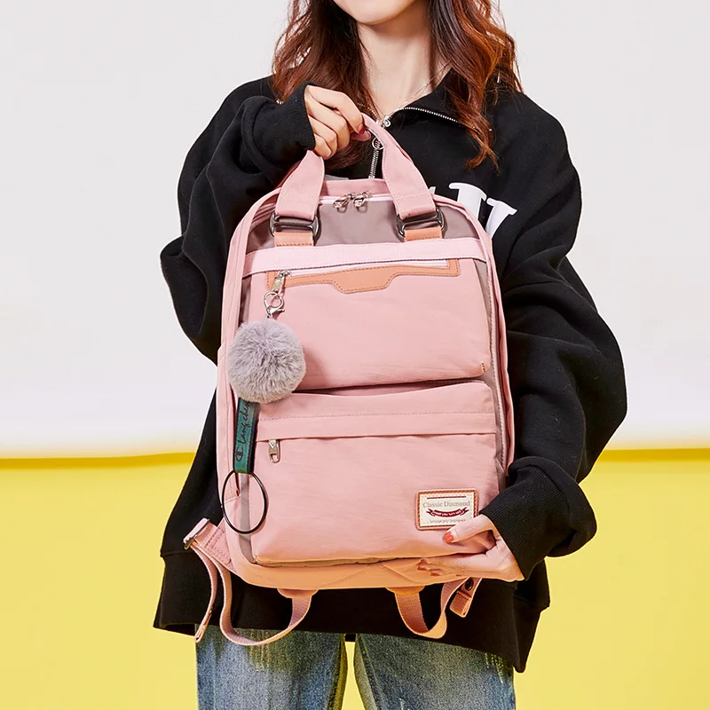 

Women Canvas Backpacks Candy Color Waterproof School Bags for Teenagers Girls Big Cute Laptop Backpack Patchwork Kawaii Backpack