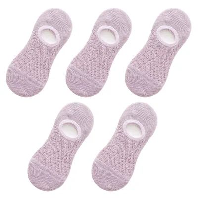 5 Pairs/Set Women Silicone non-slip invisible Socks Summer Solid Color Mesh Ankle Boat Socks Female Cotton Slipper No show Socks warm socks for women Women's Socks