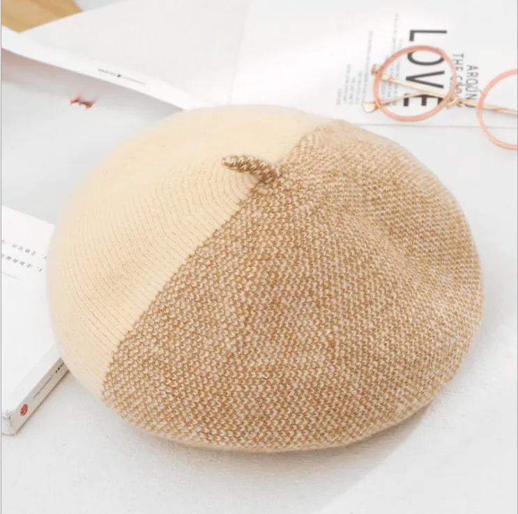 Camel beige Корейская версия британской мозаичной решетки шляпа "Бейли" Женская шерстяная шляпа японская тыква шляпа художника 053 - Цвет: Camel beige