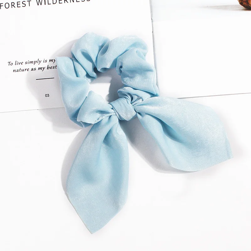3.9 Inch Women Silk Scrunchie Elastic Hair Ties Rabbit Ears Multicolor Hair Band Ponytail Holder Headband Girls Hair Accessories hair clips for women